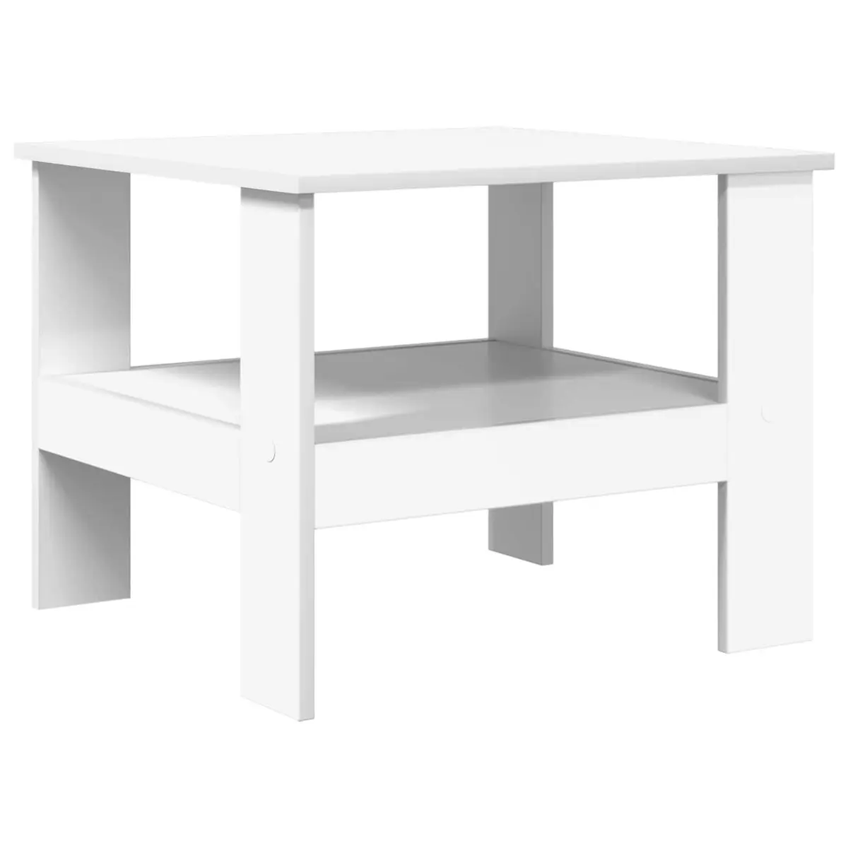 White Coffee Table with Storage Shelves 57x55x45cm