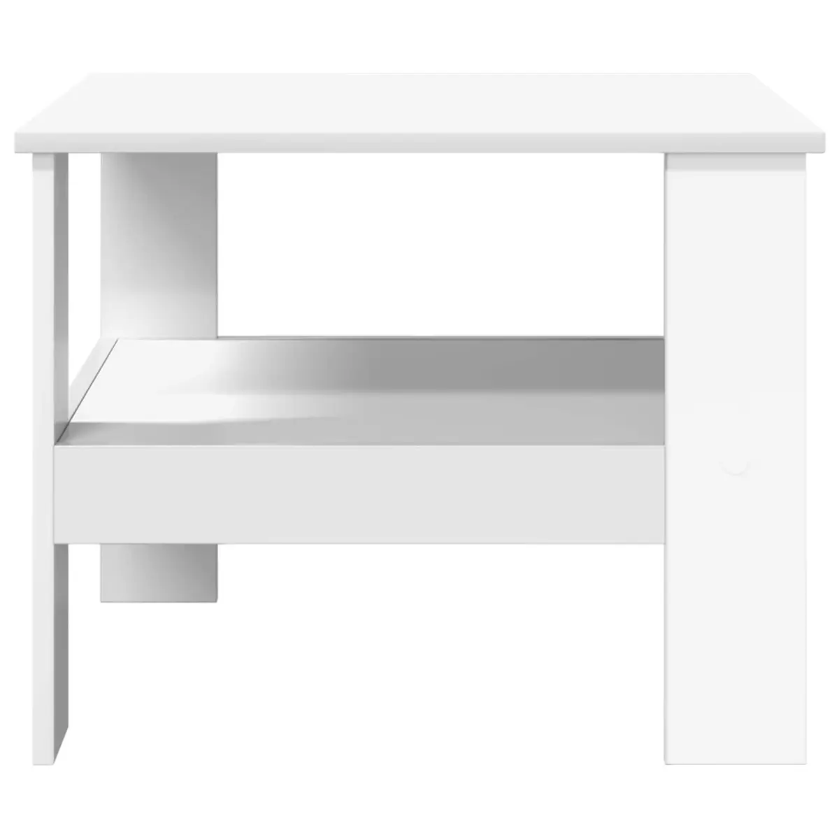 White Coffee Table with Storage Shelves 57x55x45cm