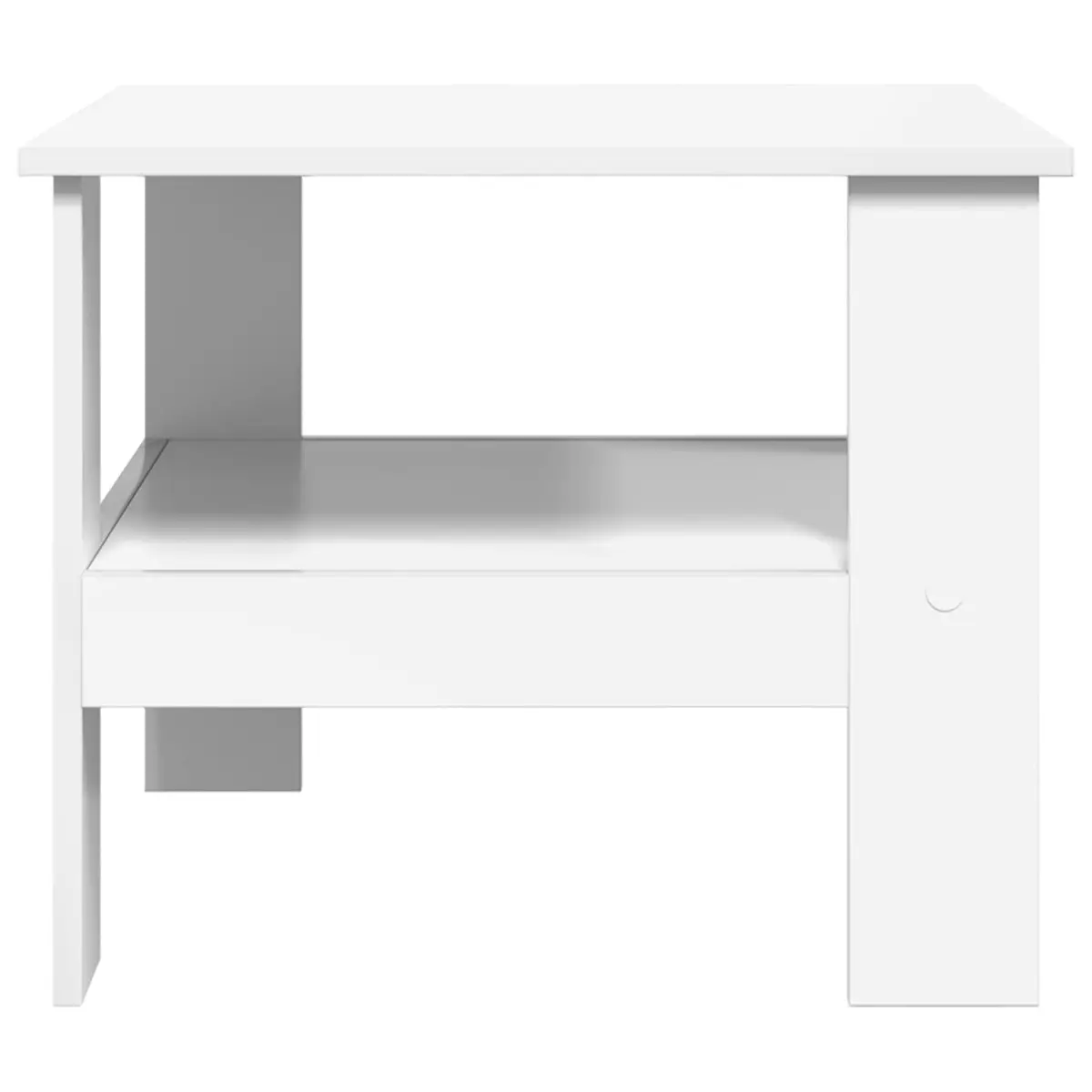 White Coffee Table with Storage Shelves 57x55x45cm