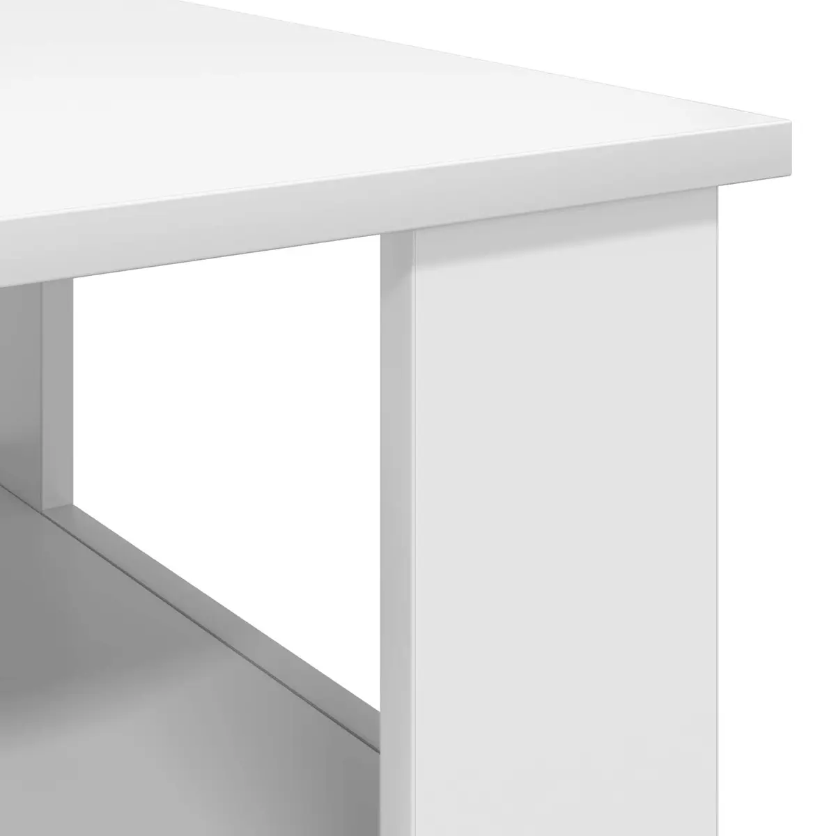 White Coffee Table with Storage Shelves 57x55x45cm