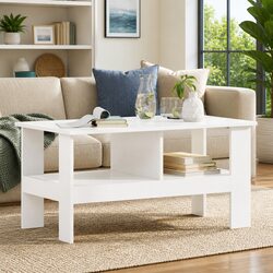 Stylish White Coffee Table with Ample Storage for Living Room