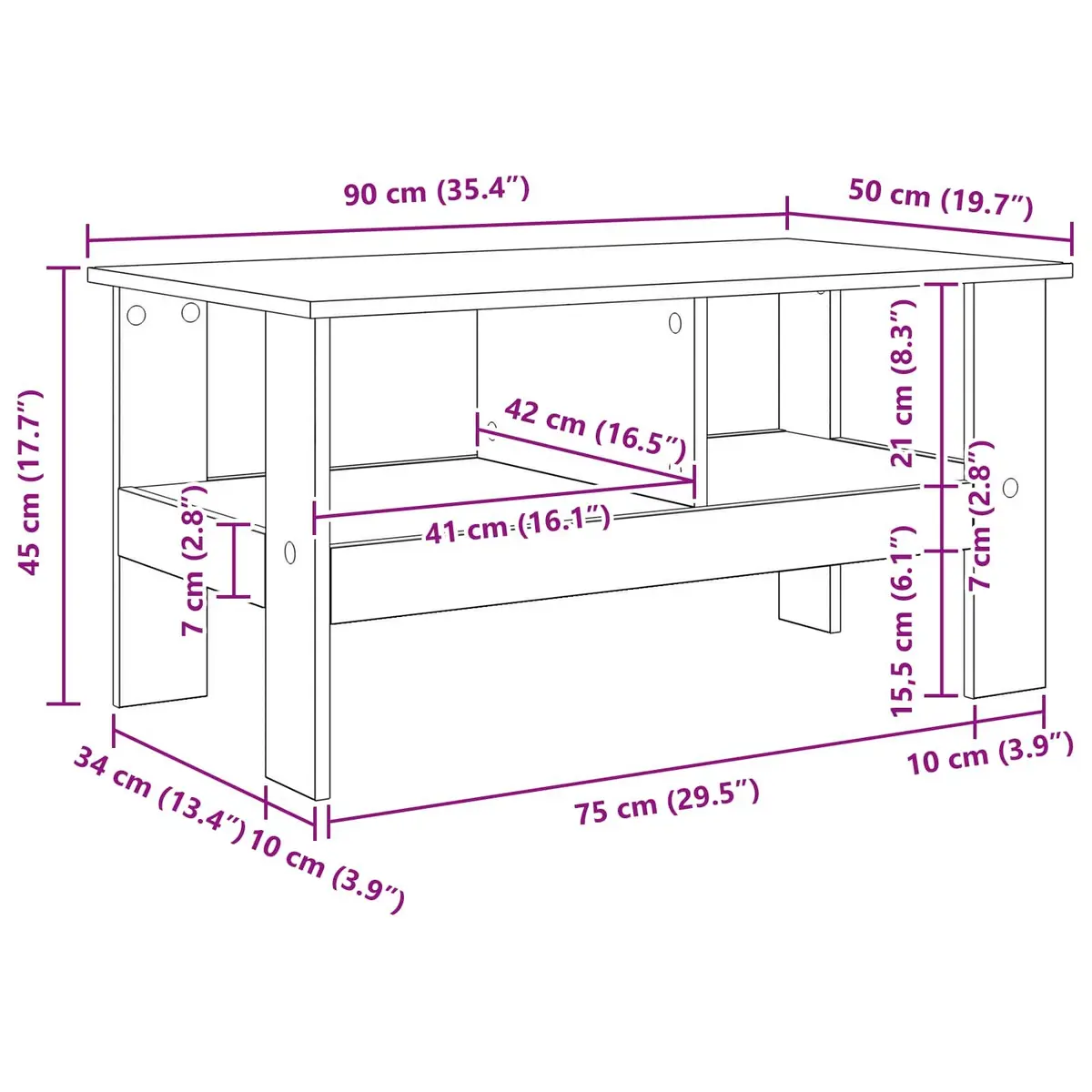 White Coffee Table with Ample Storage for Living Room
