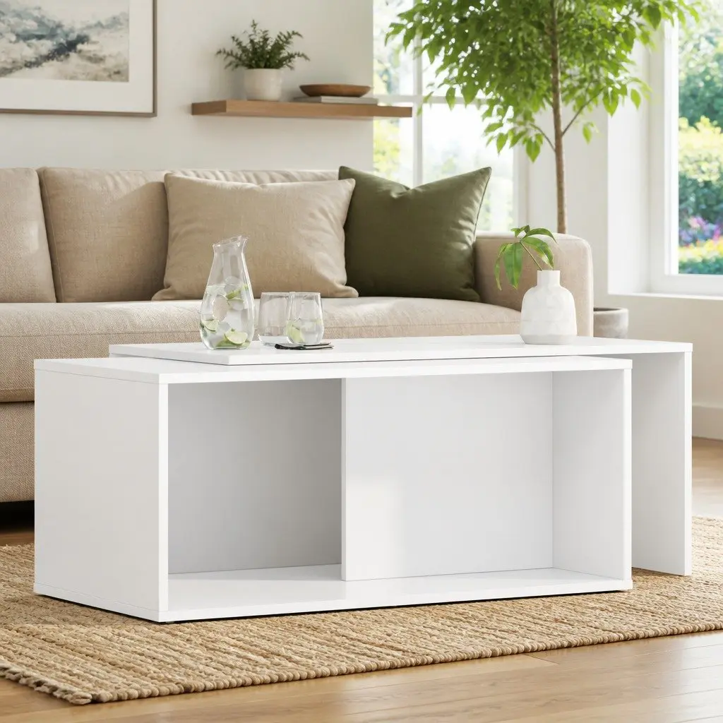 2-Piece Coffee Table Set in White