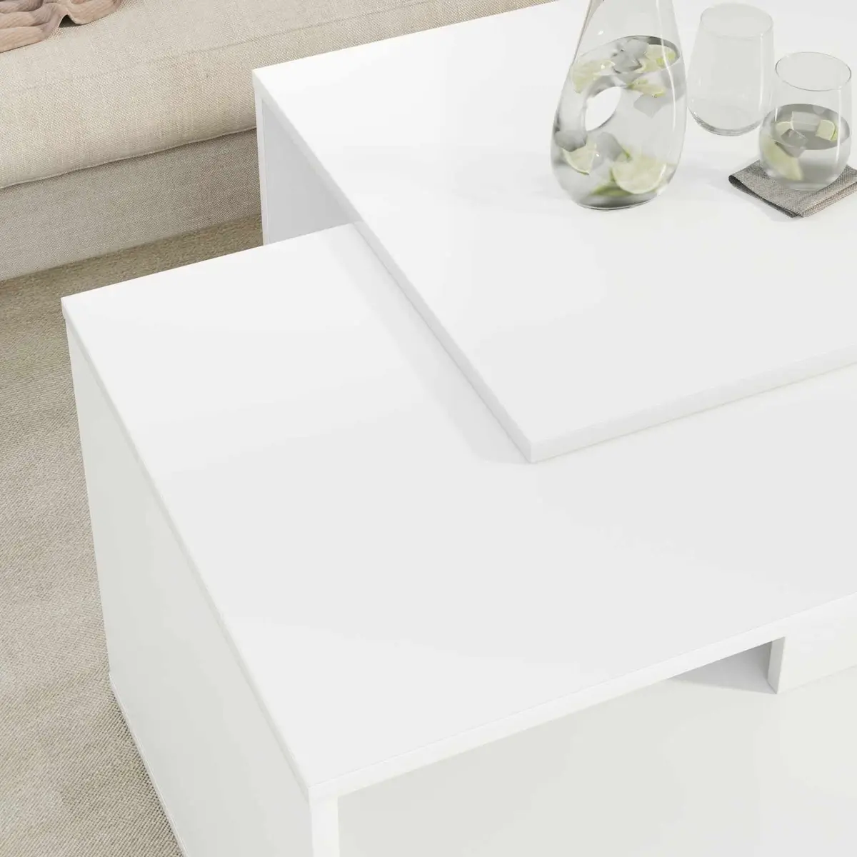 2-Piece Coffee Table Set in White
