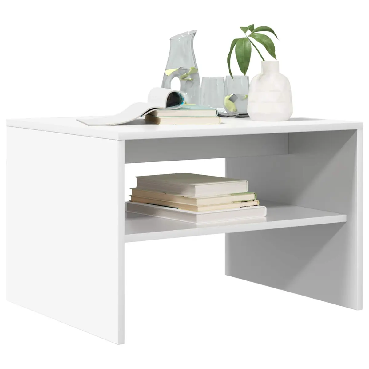 White Rectangular Coffee Table with Storage