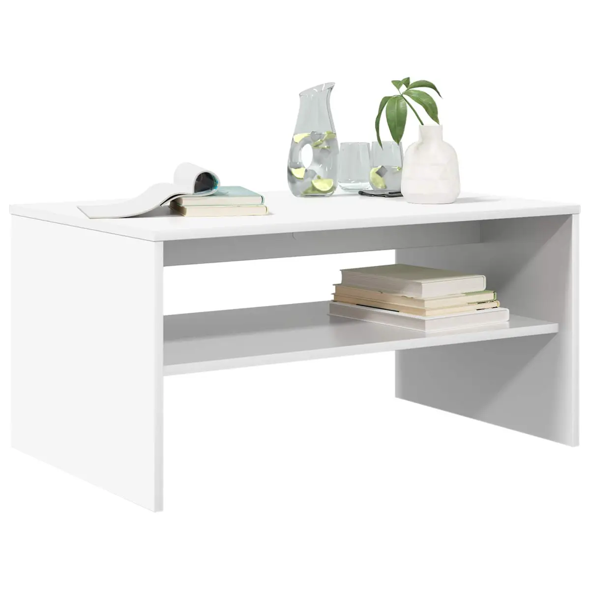 White Rectangular Coffee Table with Storage