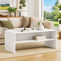 Stylish White Rectangular Coffee Table with Storage