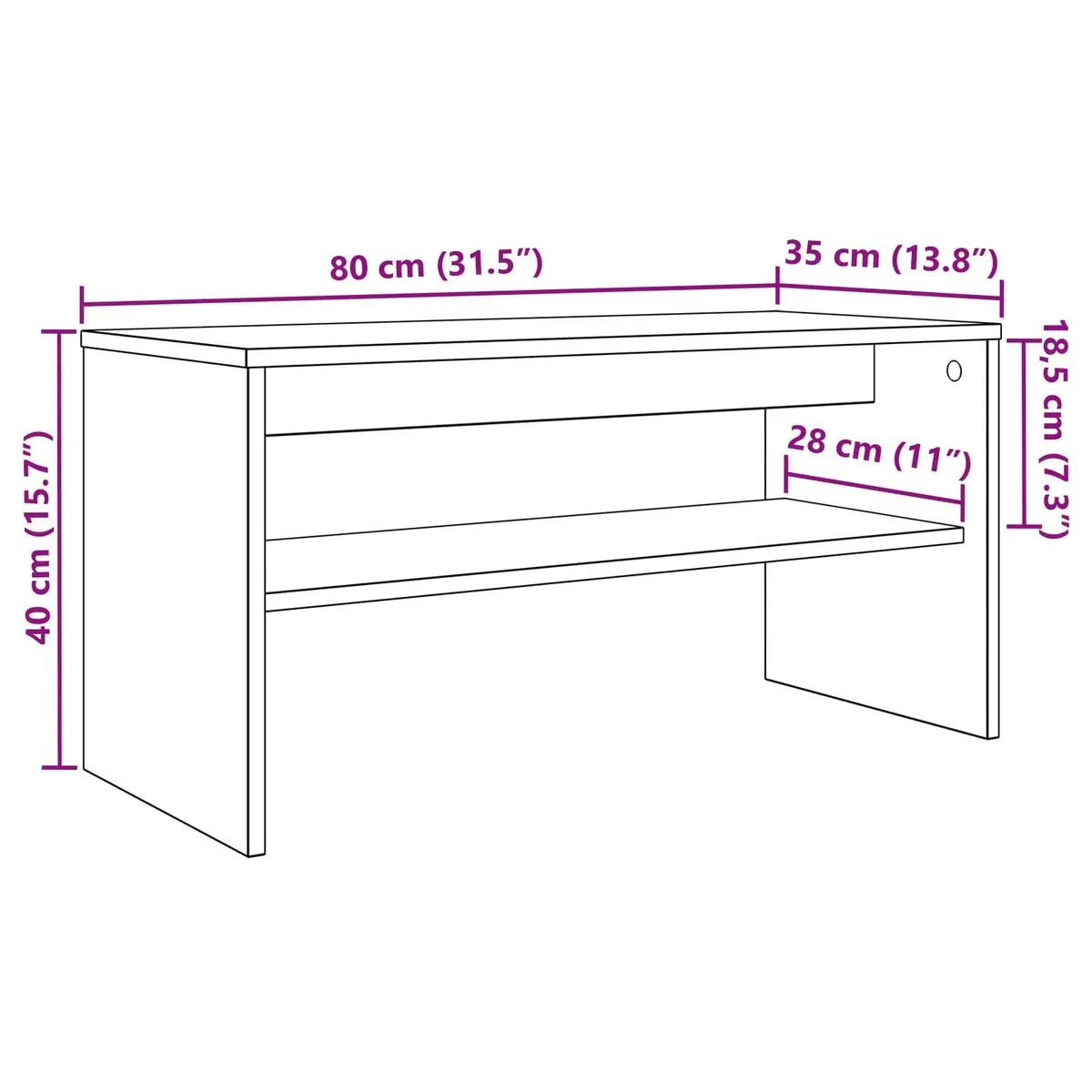 TV Cabinet Engineered Wood 80 x 35 x 40 cm White