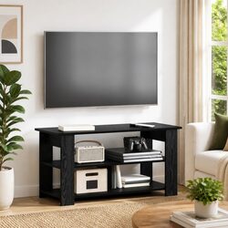Sturdy Black Oak TV Stand for Modern Living Rooms