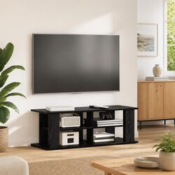 TV Stand Modern Living Room Media Console Storage Black Oak 96cm Width Lounge