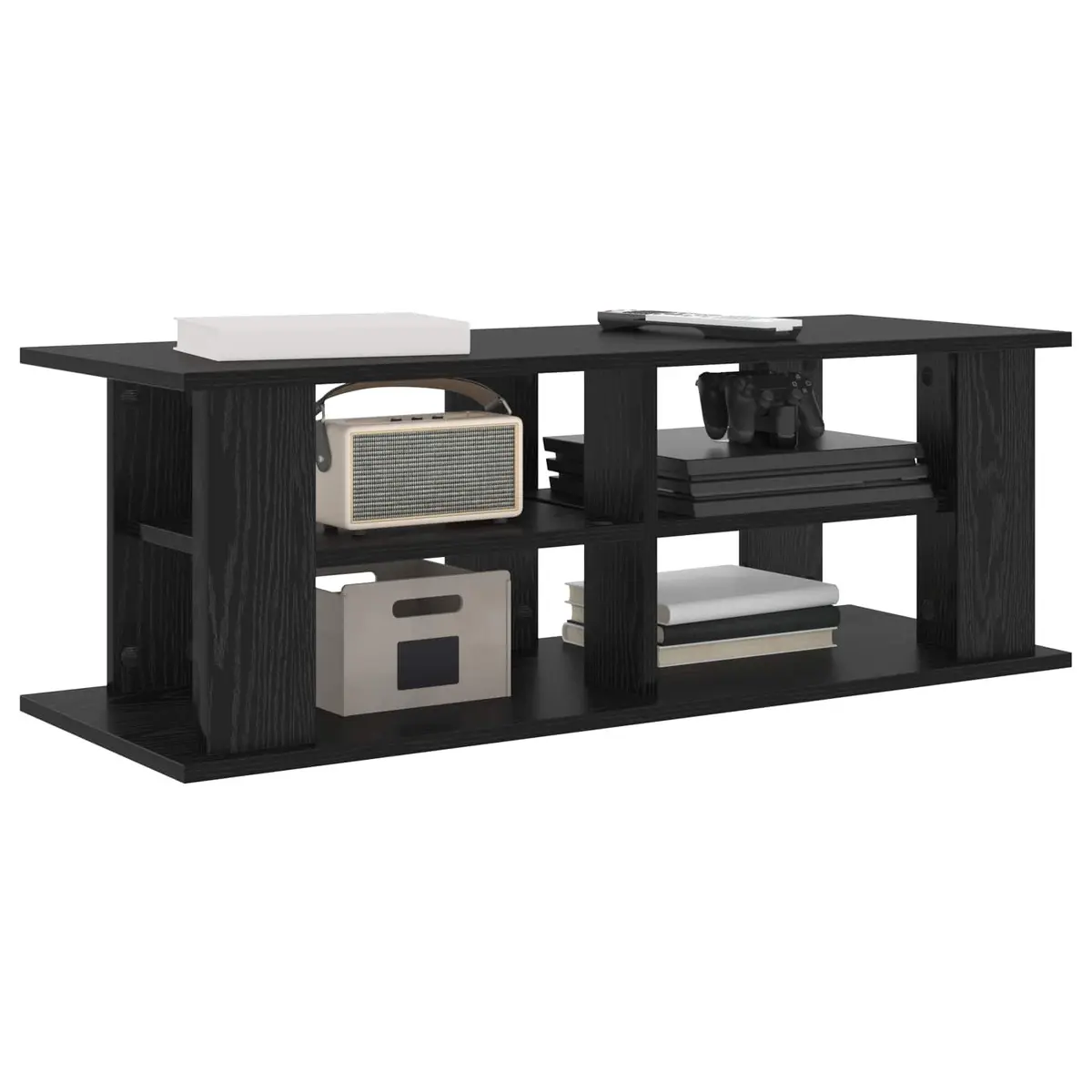 TV Stand Modern Living Room Media Console Storage Black Oak 96cm Width Lounge