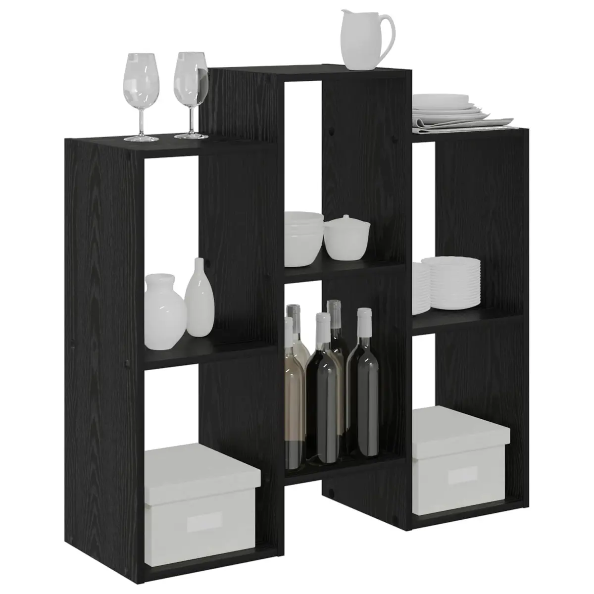 Sideboard Black Oak 90 x 30 x 90 cm Modern Storage Cabinet Living Room Furniture