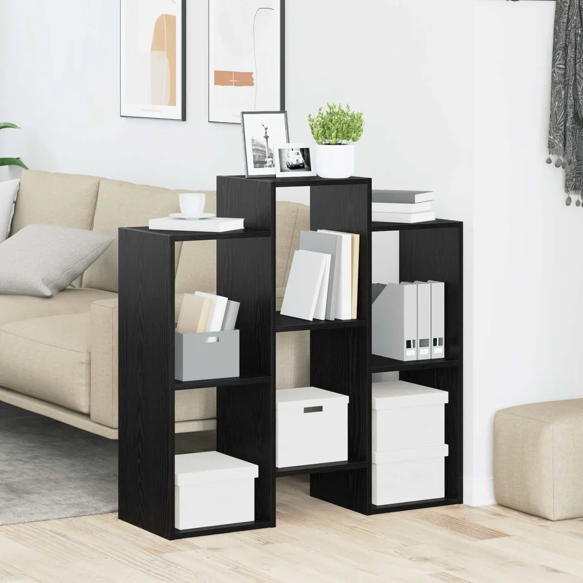 Sideboard Black Oak 90 x 30 x 90 cm Modern Storage Cabinet Living Room Furniture