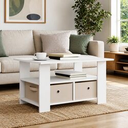 Stylish White Coffee Table with Storage Drawer