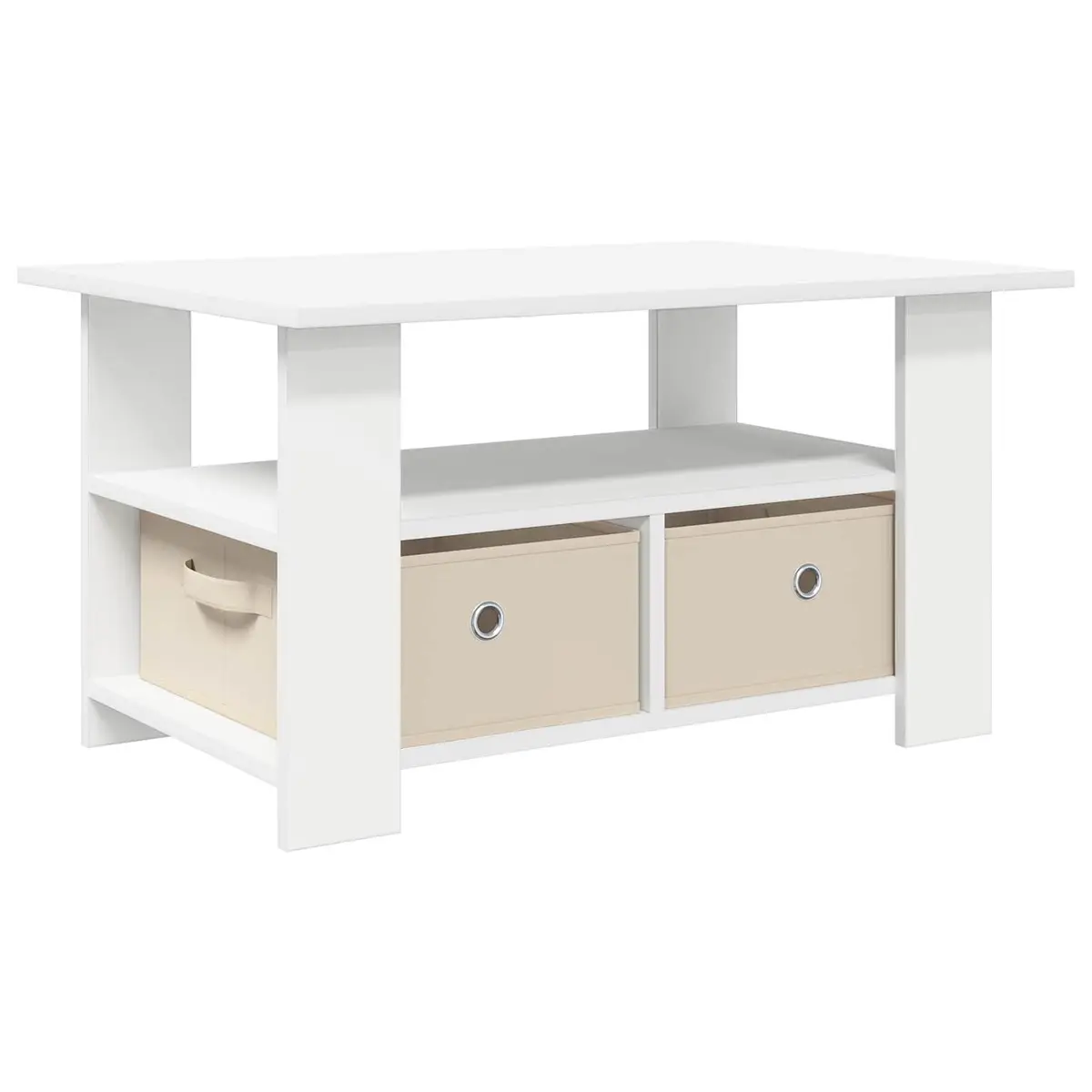 White Coffee Table with Storage Drawer
