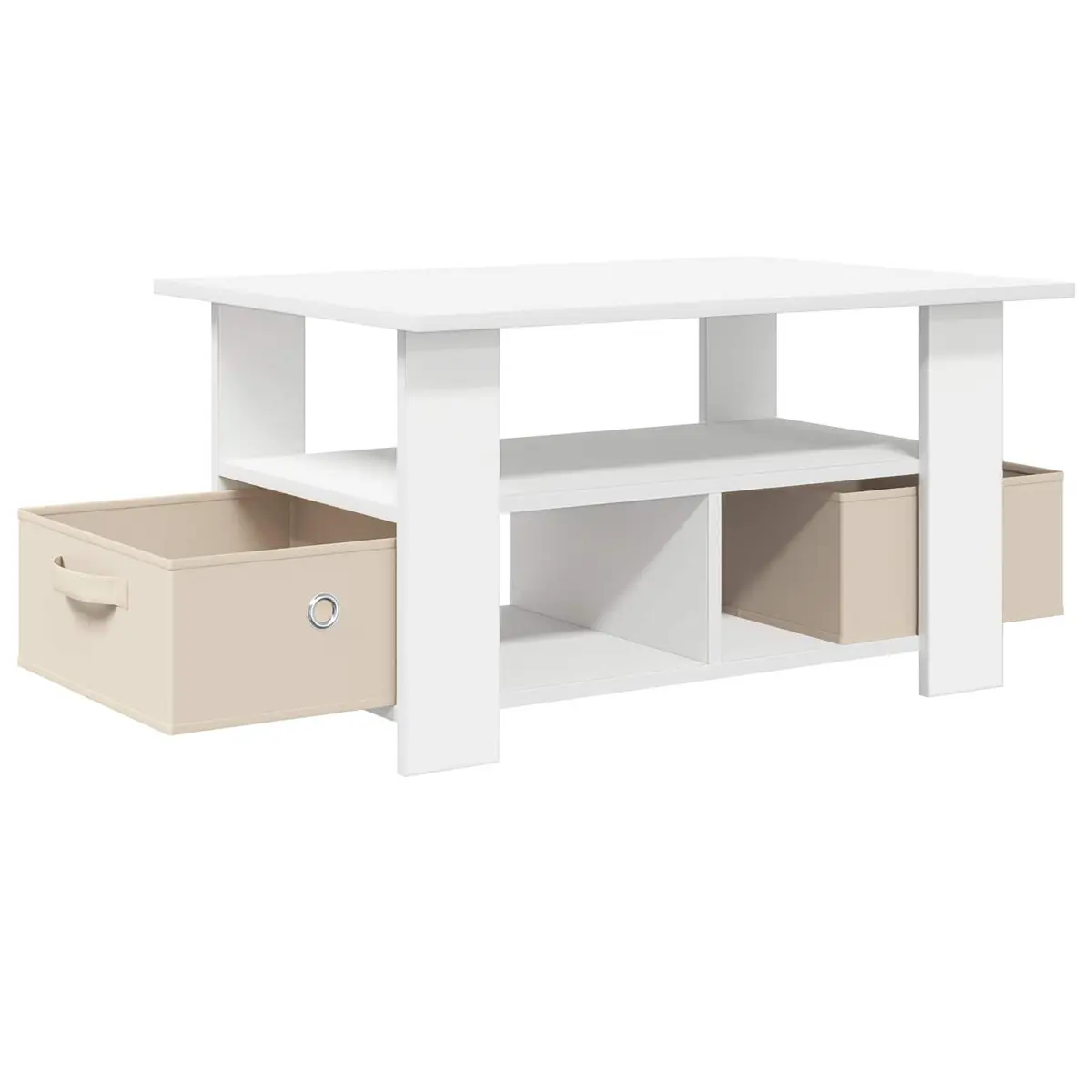 White Coffee Table with Storage Drawer