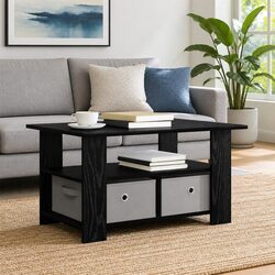 Modern Black Coffee Table with Engineered Wood Construction