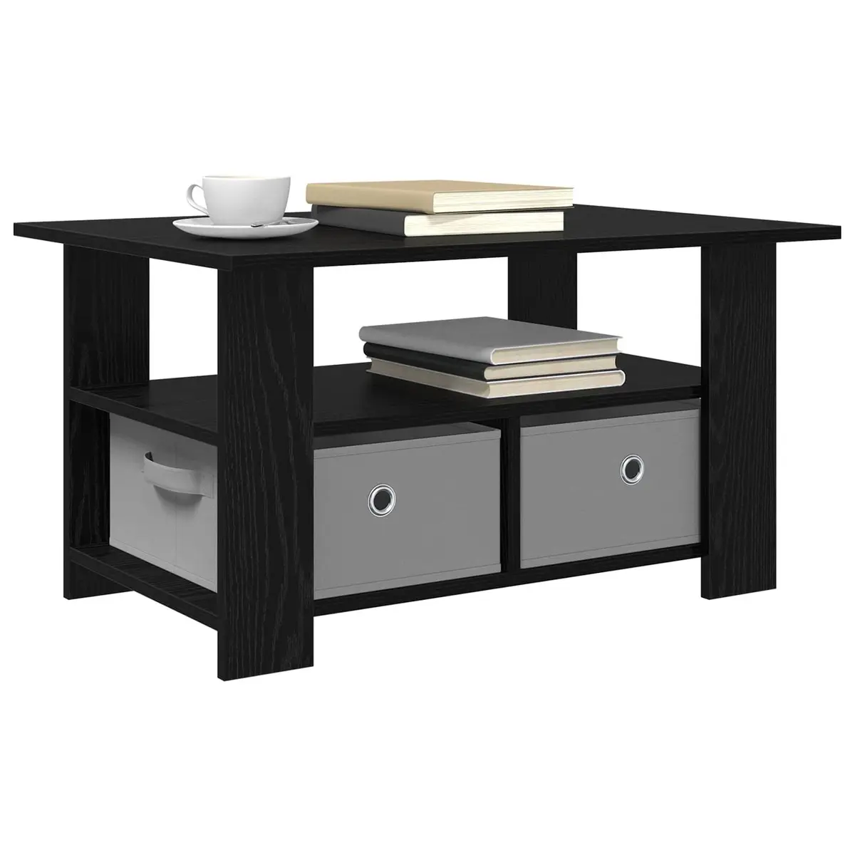 Black Coffee Table with Engineered Wood Construction