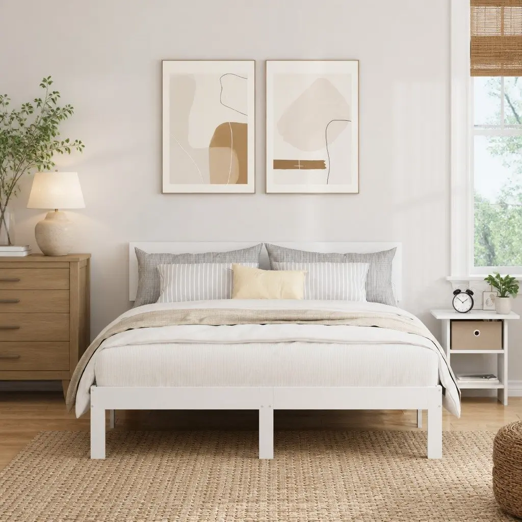 White Bedside Table Set with Storage Drawers