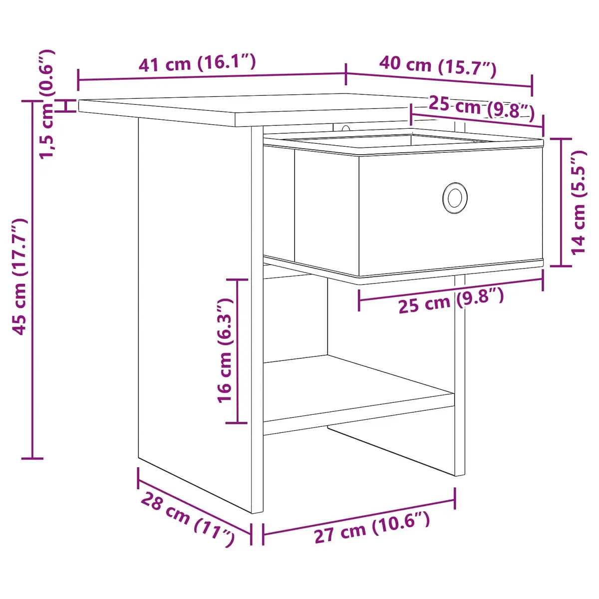 White Bedside Table Set with Storage Drawers