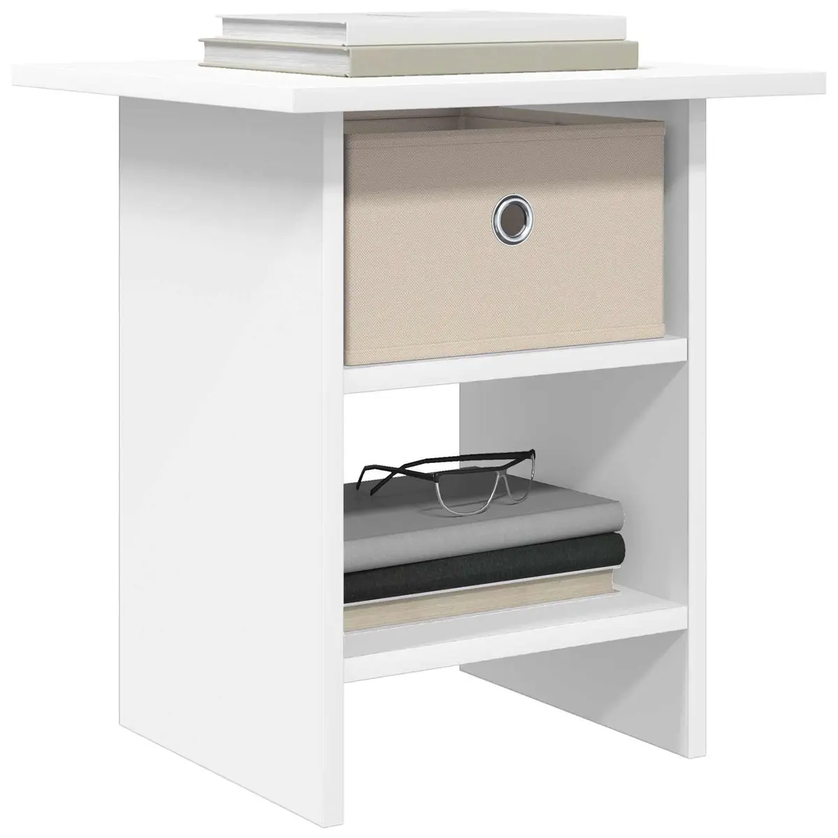 White Bedside Table Set with Storage Drawers