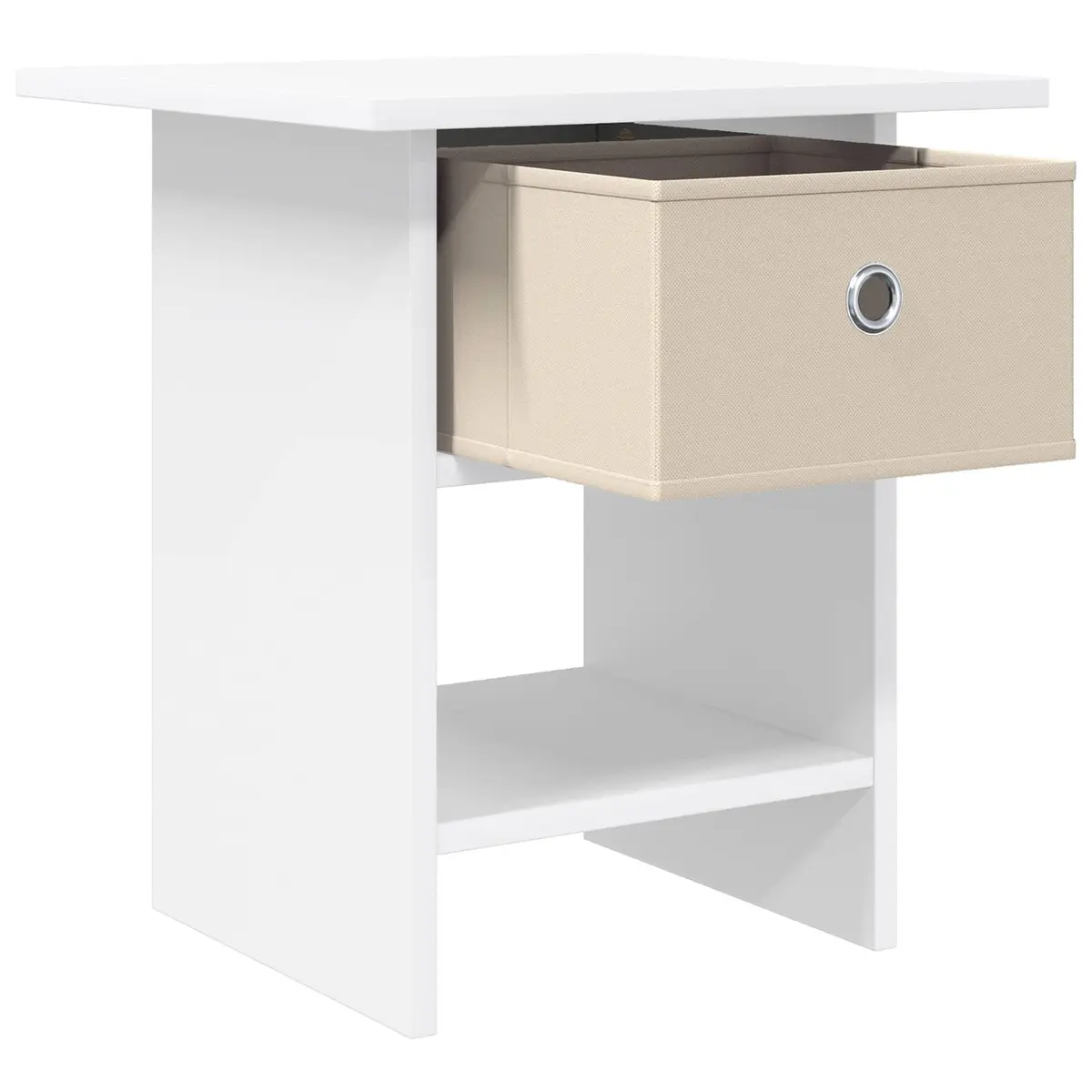 White Bedside Table Set with Storage Drawers