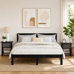 Compact Black Modern Bedside Table Set for Your Bedroom