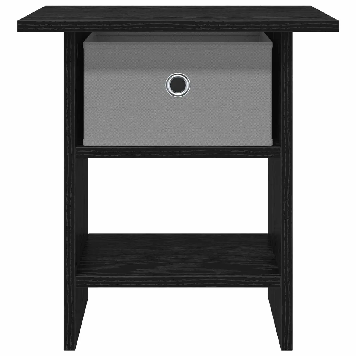 Bedside Table 2 pcs Black Modern Design Compact Bedroom Storage Nightstand