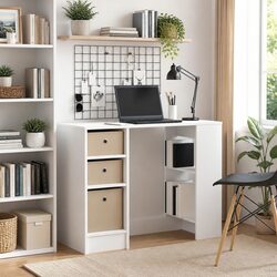 Durable White Desk for Home Office or Study
