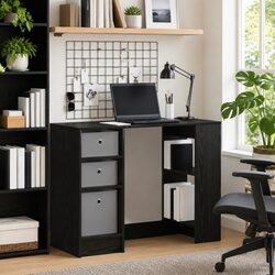 Engineered Wood Black Oak Desk for Office or Study