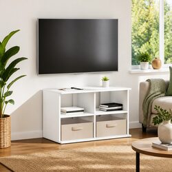 Durable Modern White TV Stand with Drawer for Living Room