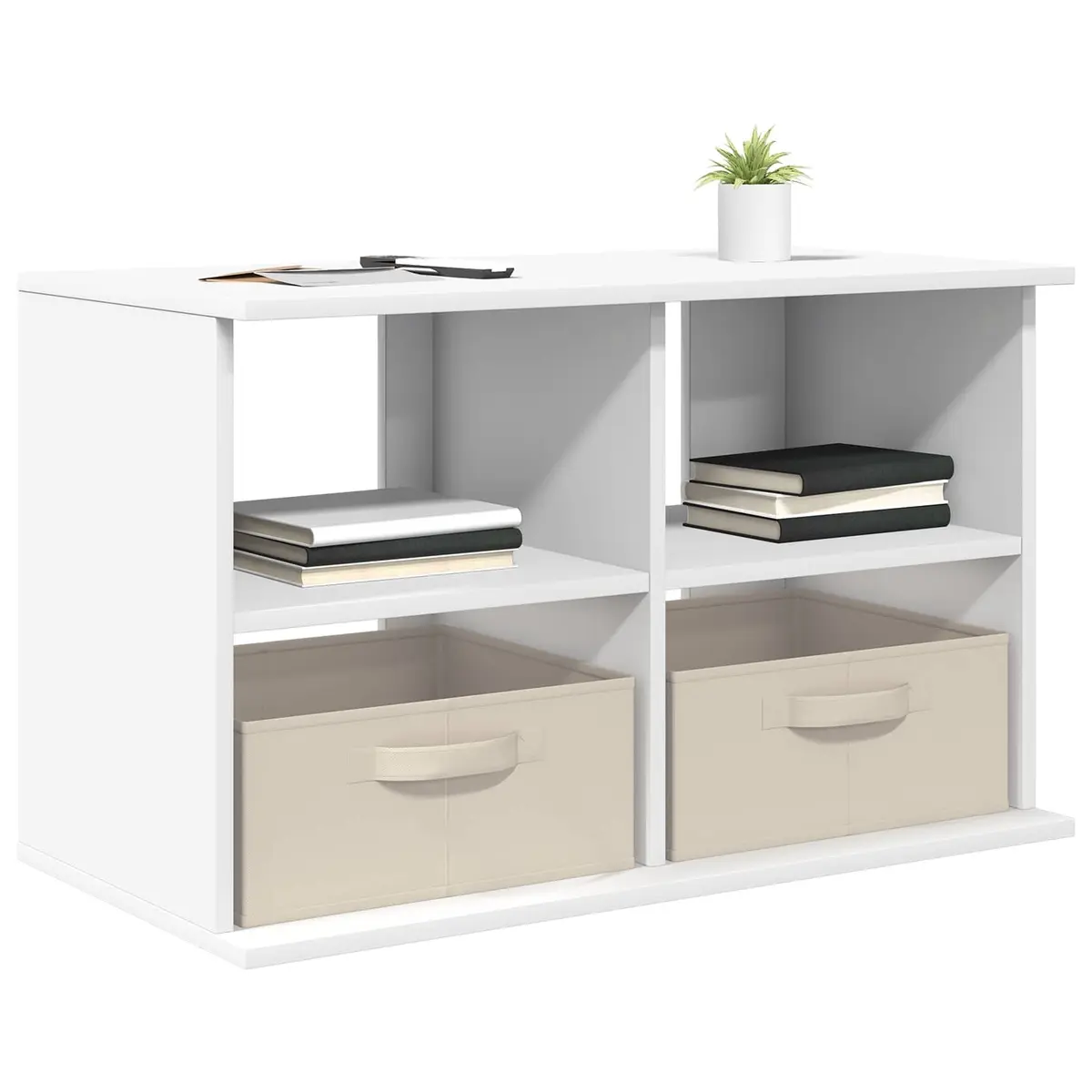 TV Stand Engineered Wood 79 x 40 x 48 cm White Modern Lowboard Storage Unit Living Room Furniture