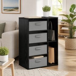 Durable Black Oak Modern Sideboard Storage Cabinet
