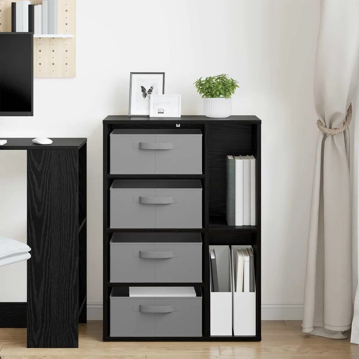 Black Oak Modern Sideboard Storage Cabinet