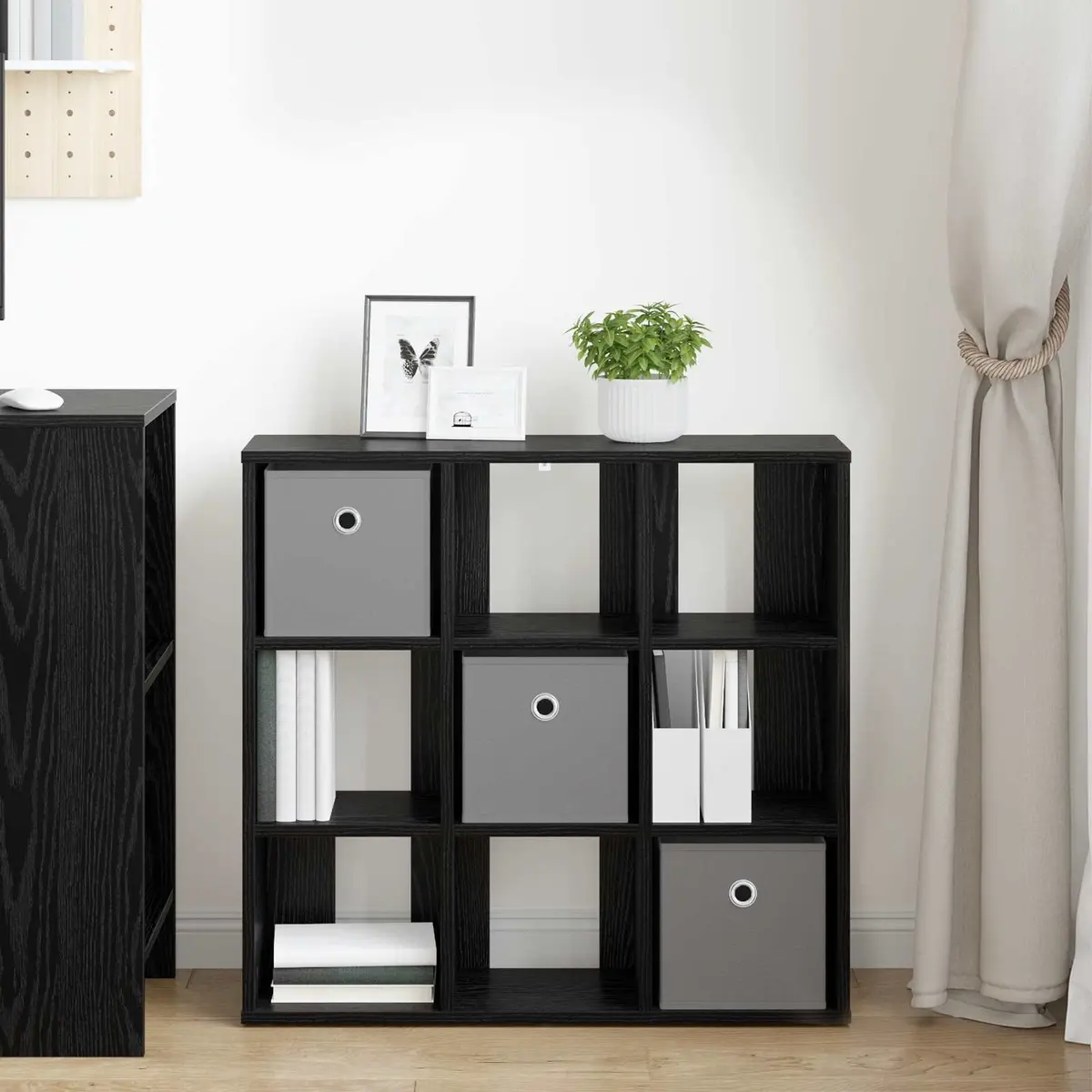 Black Oak Sideboard with Drawer and Shelves