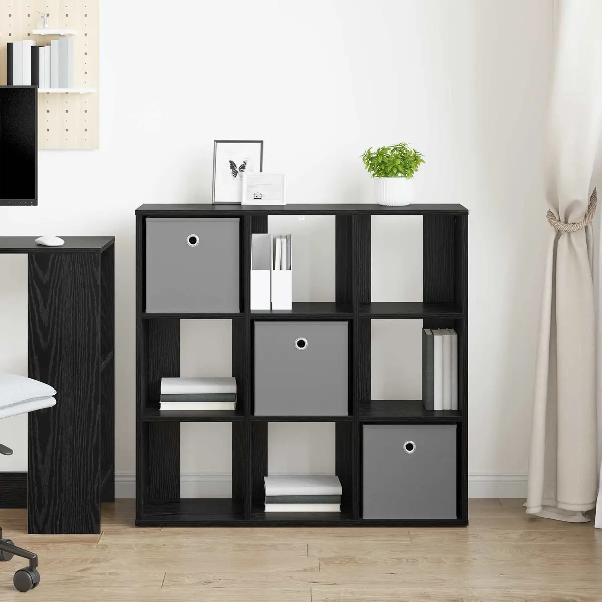 Black Oak Sideboard with Drawer for Living Rooms