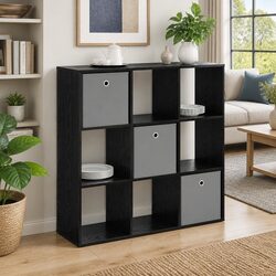 Sturdy Black Oak Sideboard Storage Cabinet for Living Rooms