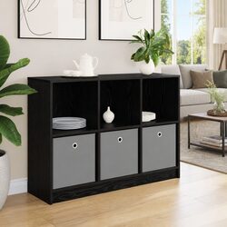 Durable Black Oak Sideboard Storage Cabinet with Shelving