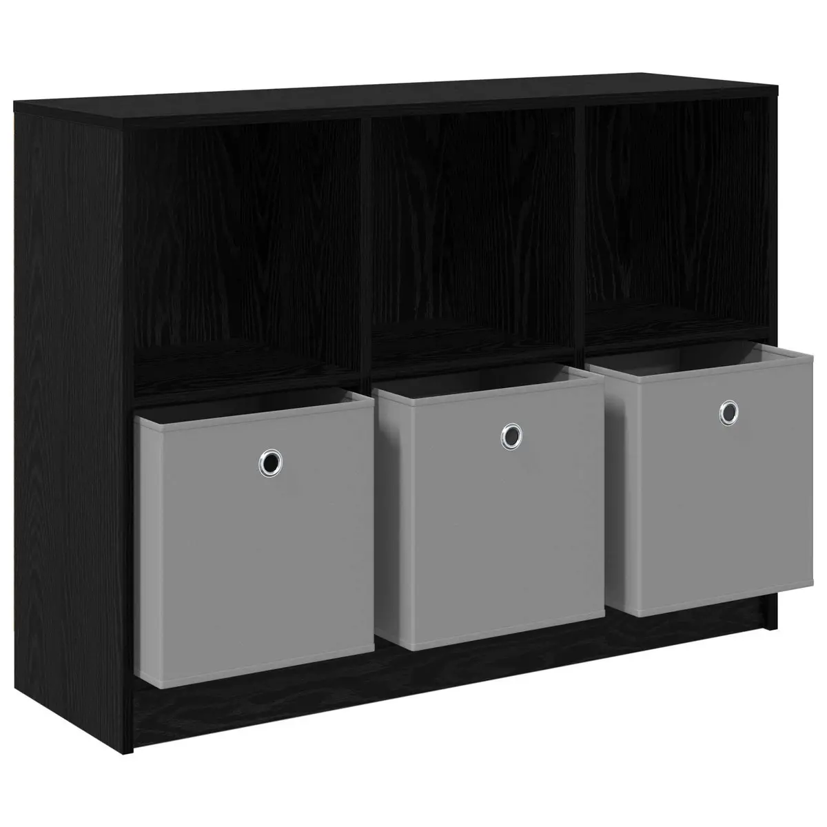 Black Oak Sideboard Storage Cabinet with Shelving
