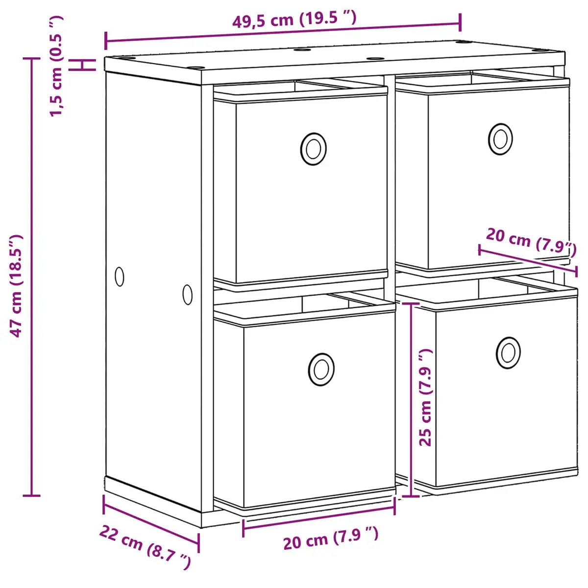 Black Oak Sideboard Storage Cabinet 49.5 x 22