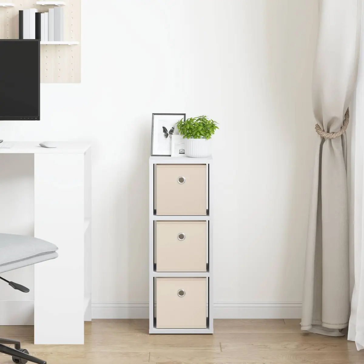 Sideboard with Drawer White Storage Cabinet Modern Living Room Furniture 25.5 x