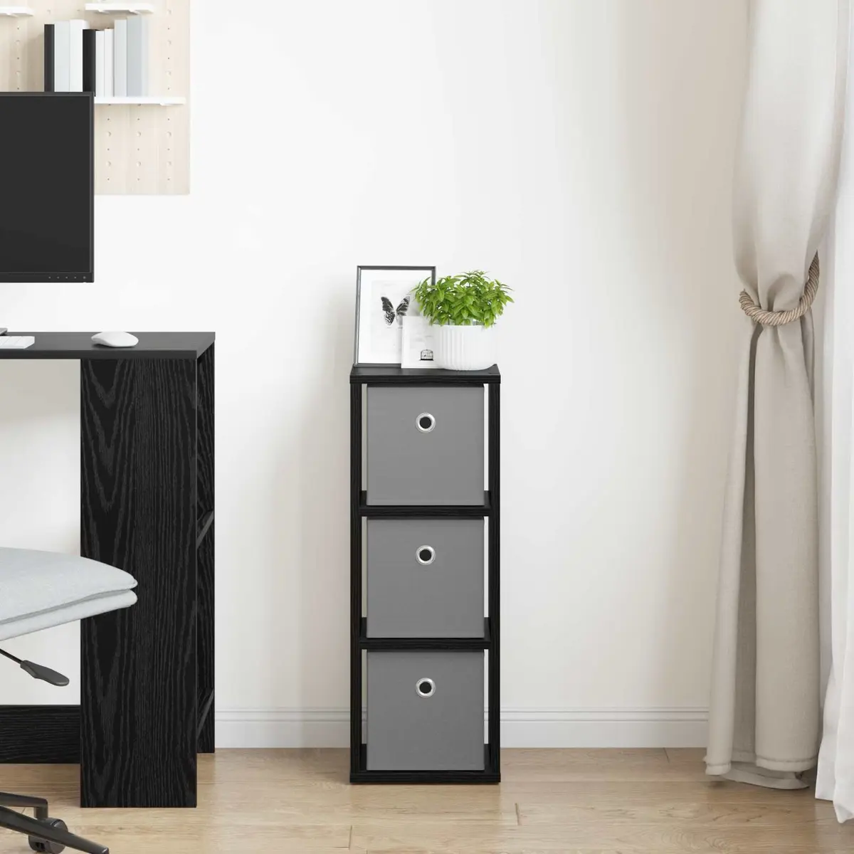 Sideboard with Drawer Black Oak Modern Storage Cabinet Living Room Furniture