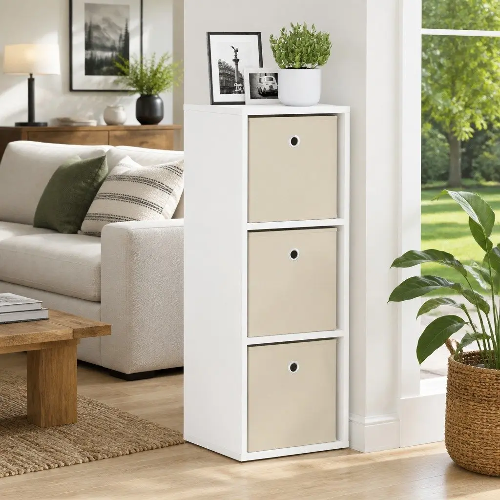 White Sideboard with Drawer and Shelves