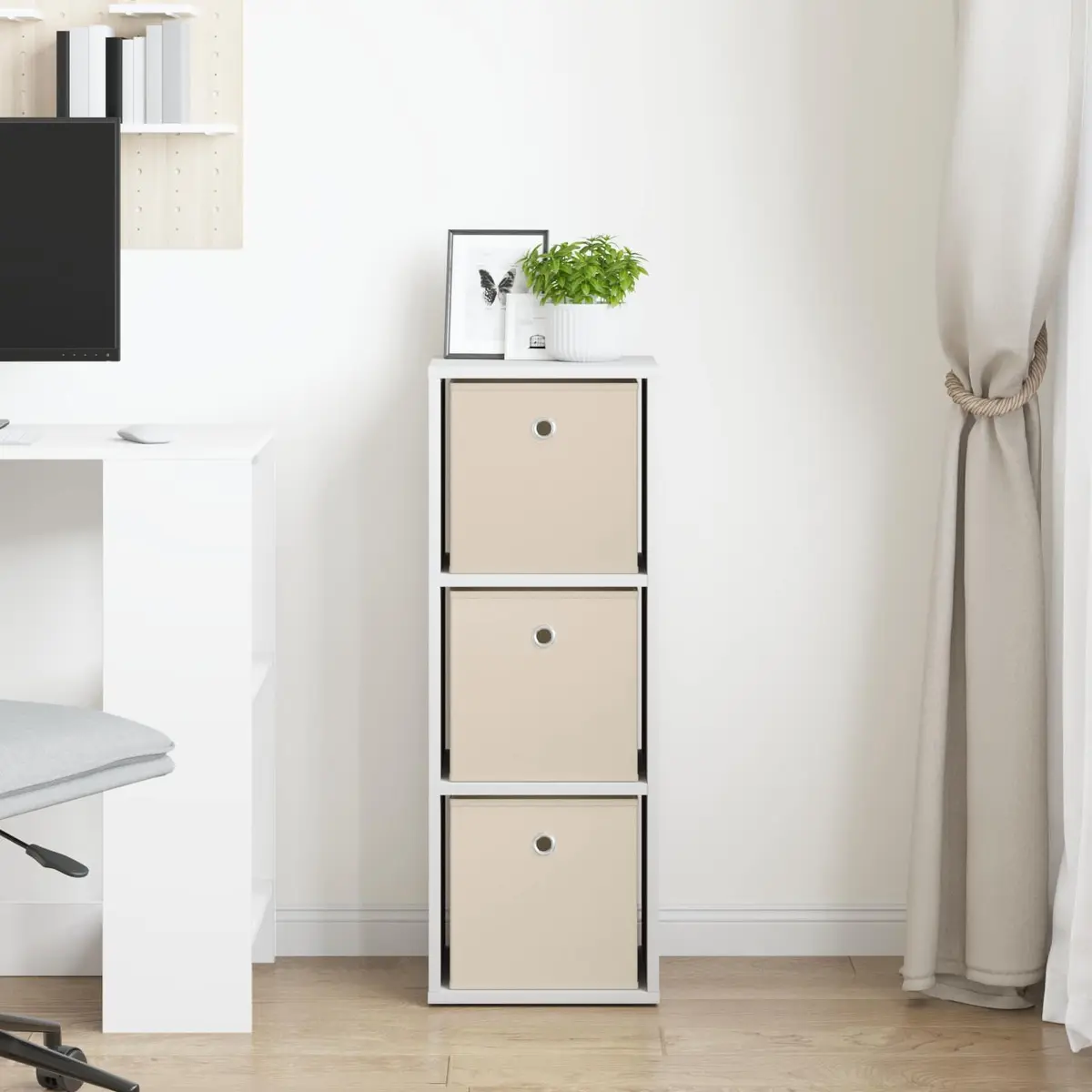 White Sideboard with Drawer and Shelves