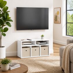 Sturdy White Lowboard TV Unit with Drawer for Modern Spaces