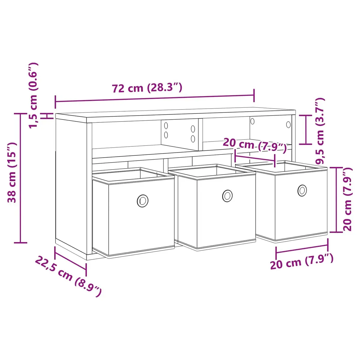 Lowboard TV Unit Engineered Wood 72cm White