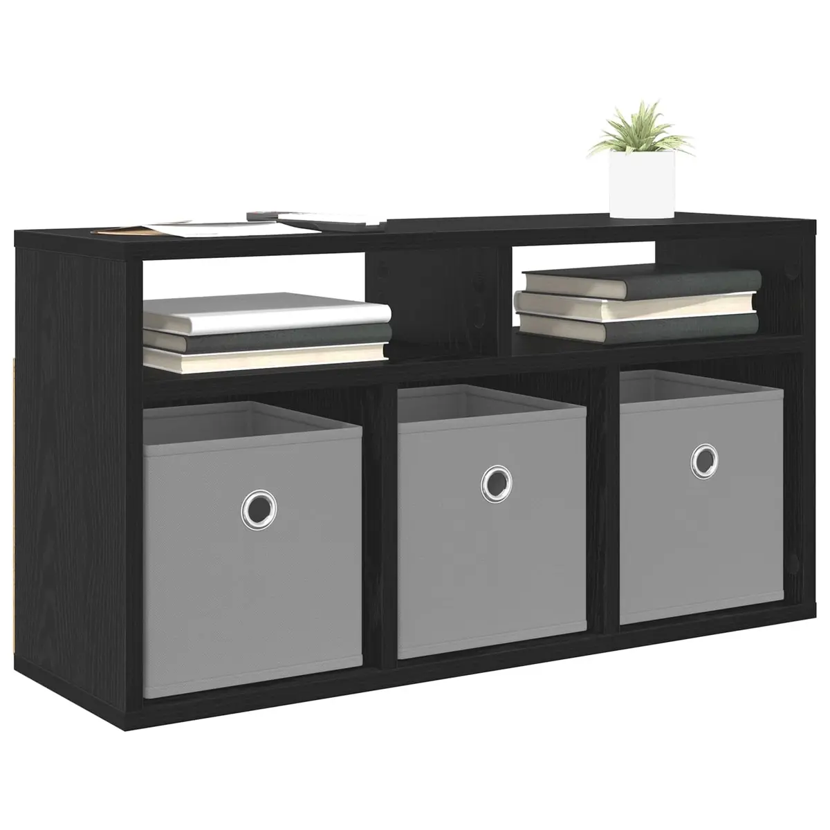 Black Oak Lowboard TV Unit with Drawer