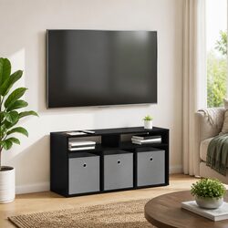 Durable Black Oak Lowboard TV Unit with Drawer 87cm