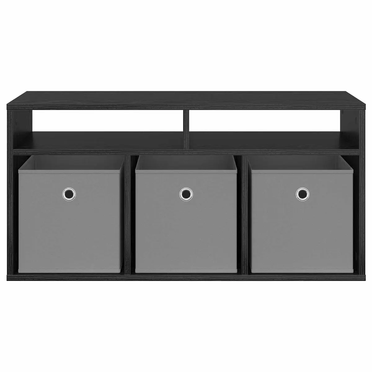 TV Stand Engineered Wood 87cm Black Oak Modern Lowboard Living Room Storage Cabinet