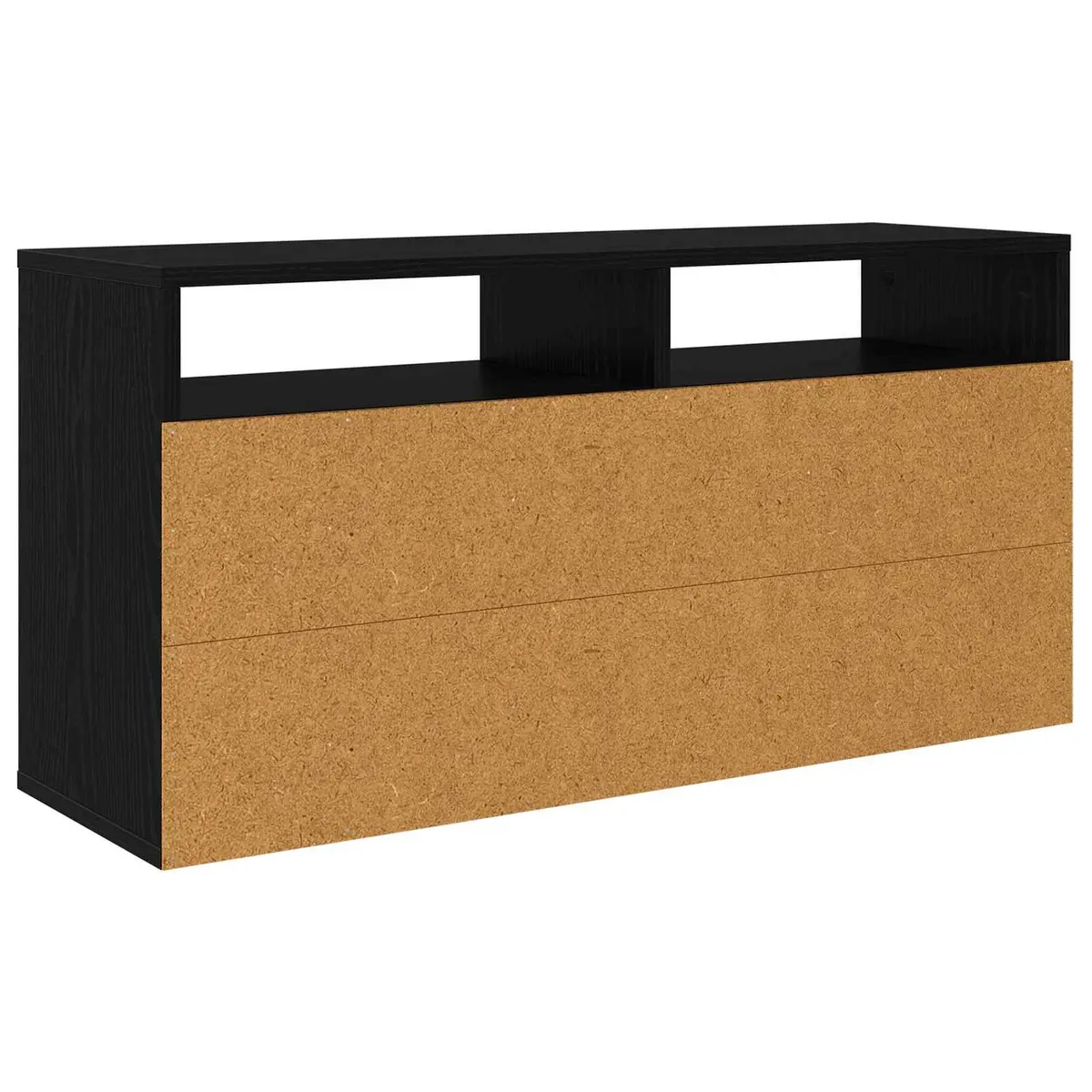 TV Stand Engineered Wood 87cm Black Oak Modern Lowboard Living Room Storage Cabinet
